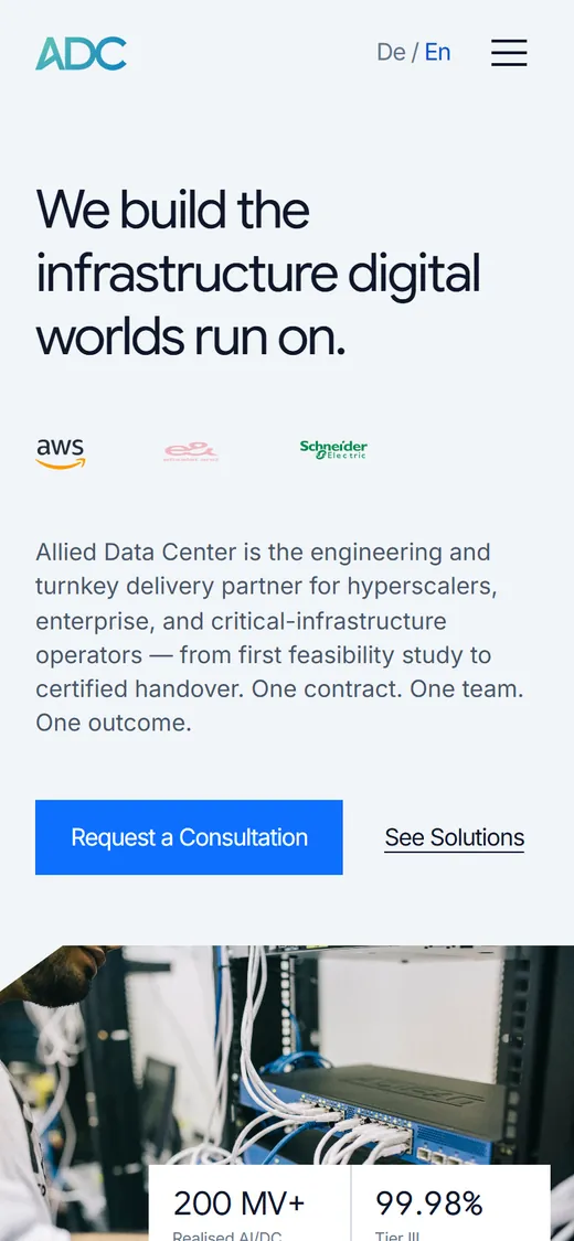 Allied Data Center on mobile, view 1