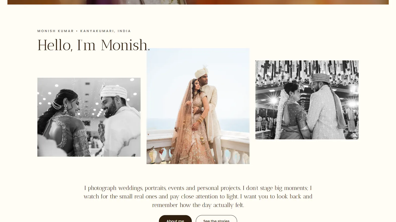 Frames by Monish: "Hello, I’m Monish."