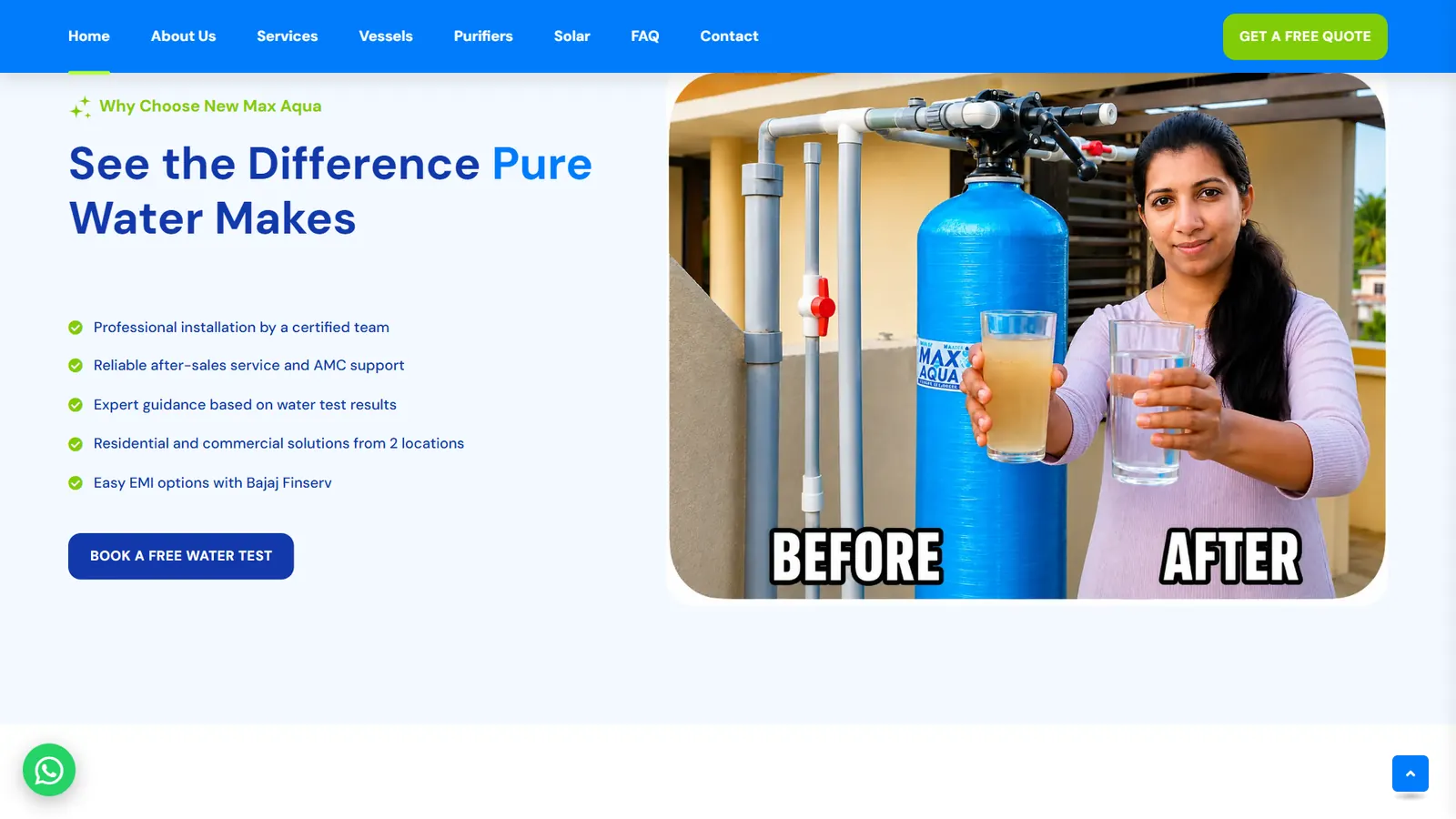 Newmax Aqua: See the difference pure water makes.