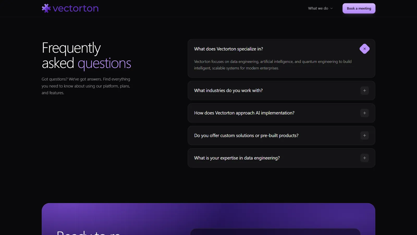 Vectorton: Answers, then a conversation.